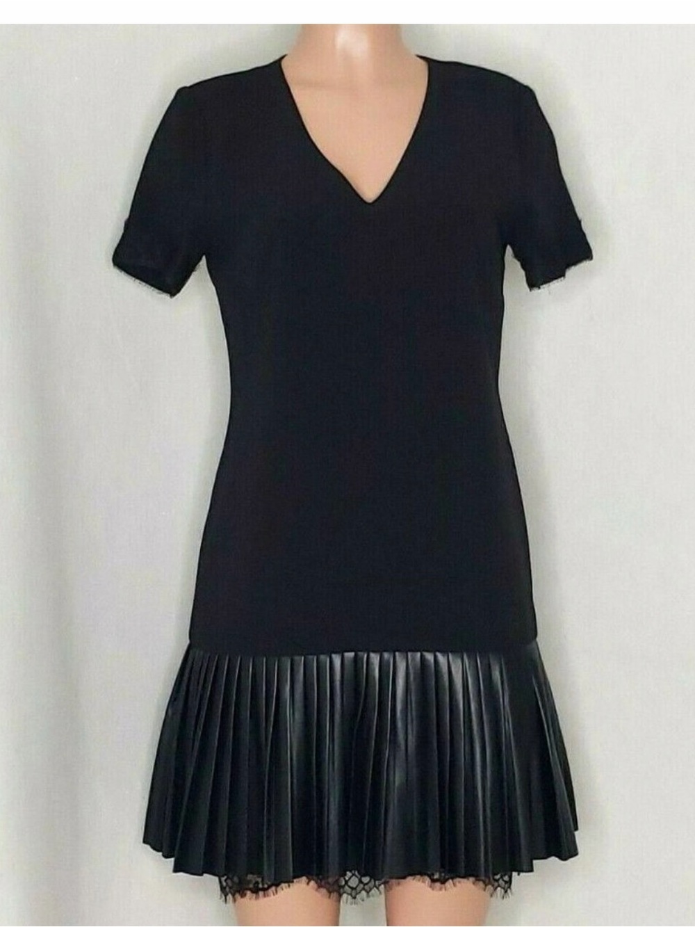 Karl Lagerfeld Black Pleated Hem Dress